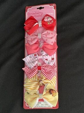 Strawberry Shortcake 7 Bow Set - Pink, Red & Yellow Hair Bows